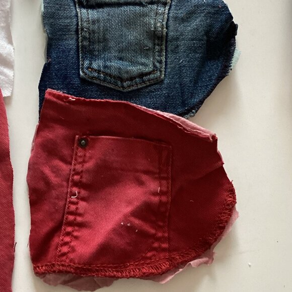A Bundle of Denim Scraps Recycling Fabric Material Quilting Sewing Jean Pockets - Picture 7 of 12